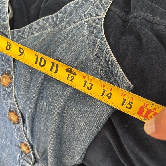 Abercrombie & Fitch Denim Blue Midi Dress Spaghetti Straps Button Front size L - Picture 6 of 7